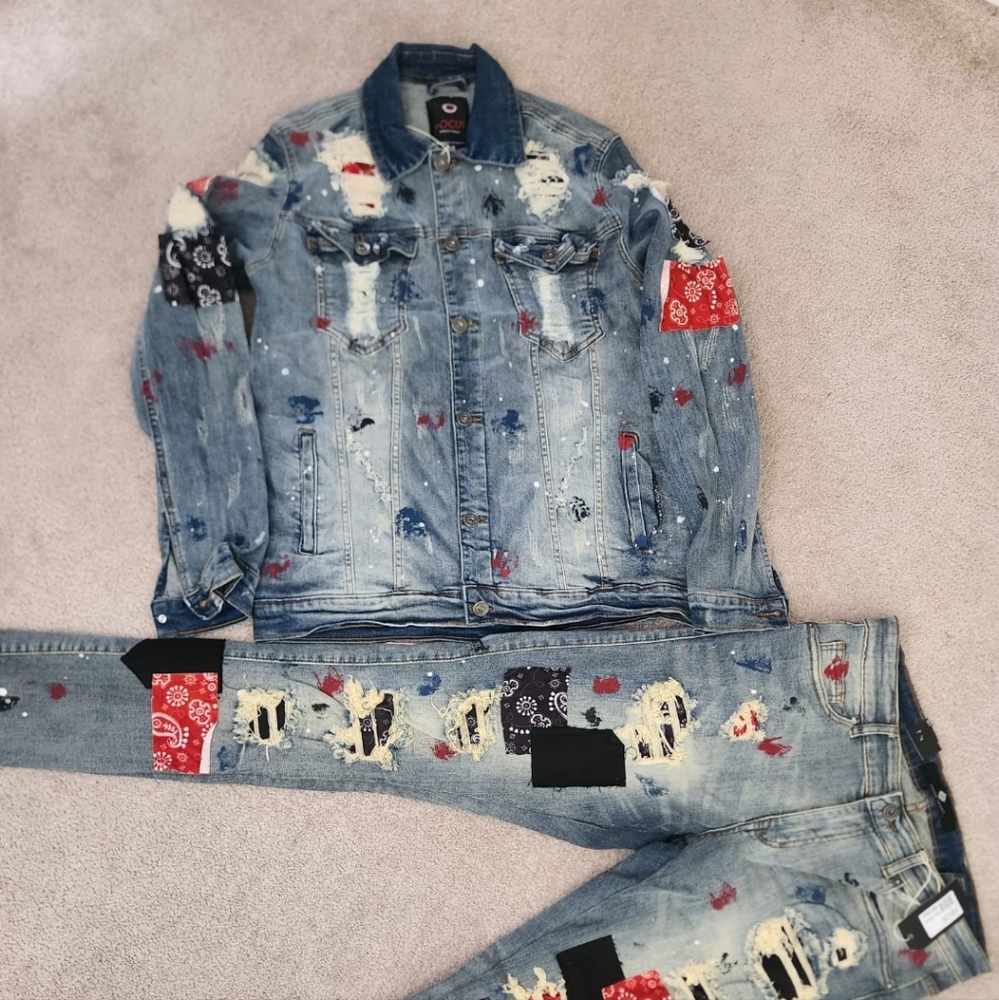 New Men's Focus Denim Jacket Set